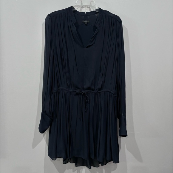 Rag & Bone Salute Carly Black Long sleeve Drawstring Waist Dress Size M - Picture 10 of 16